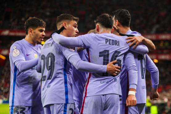 Así celebró el Barcelona el gol de Pedri en la parte final de los 90 minutos.