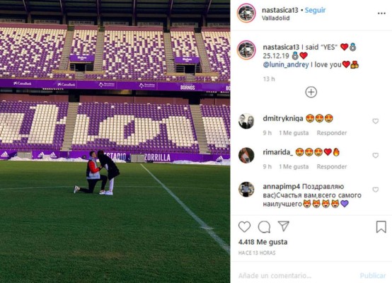 Una forma original de pedir matrimonio: Andriy Lunin, portero del Real Madrid se compromete&nbsp;&nbsp;