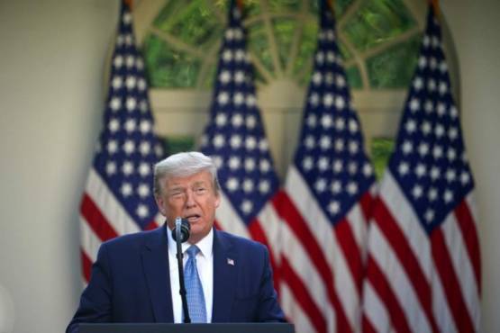 US President Donald Trump speaks during the daily briefing on the novel coronavirus, COVID-19, in the Brady Briefing Room at the White House on April 3, 2020, in Washington, DC. (Photo by Mandel NGAN / AFP)