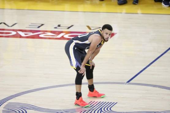 OAKLAND, CA - JUNE 13: Stephen Curry #30 of the Golden State Warriors looks on during Game Six of the NBA Finals on June 13, 2019 at ORACLE Arena in Oakland, California. NOTE TO USER: User expressly acknowledges and agrees that, by downloading and/or using this photograph, user is consenting to the terms and conditions of Getty Images License Agreement. Mandatory Copyright Notice: Copyright 2019 NBAE Joe Murphy/NBAE via Getty Images/AFP