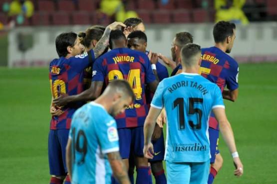 En el primer tiempo, Ansu Fati abrió el marcador ante el Leganés en el Camp Nou.