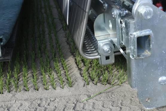 La máquina que estaban esperando llegó esta semana y se comenzará con la instalación de la grama.