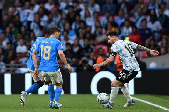 Descripción gráfica del partido de Lionel Messi en el Wembley Stadium.