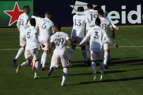 WASHINGTON, DC - MARCH 07: Rodolfo Pizarro #10 of Inter Miami celebrates his goal against the D.C. United during the first half at Audi Field on March 7, 2020 in Washington, DC. Patrick Smith/Getty Images/AFP