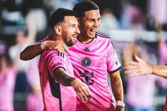 David Ruiz festejando un gol de Messi con el Inter Miami.