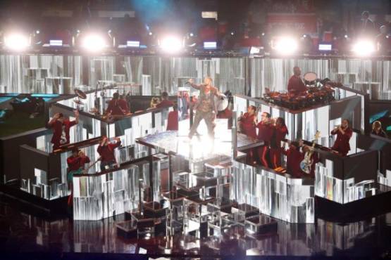 MINNEAPOLIS, MN - FEBRUARY 04: Justin Timberlake performs during the Pepsi Super Bowl LII Halftime Show at U.S. Bank Stadium on February 4, 2018 in Minneapolis, Minnesota. Christian Petersen/Getty Images/AFP
