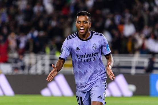 Rodrygo, una de las estrellas del actual Real Madrid, celebrando uno de sus tantos goles.