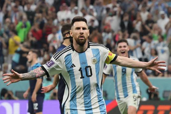Leo Messi celebrando su gol ante Croacia en Qatar 2022.