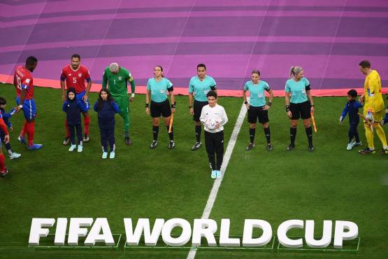 Said Martínez en la cuerteta arbitral del juego mundialista entre Alemania - Costa Rica.