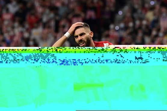 Atletico Madrid's Belgian midfielder Yannick Ferreira-Carrasco reacts during the UEFA Champions League Group B football match between Atletico Madrid and Liverpool at the Wanda Metropolitano stadium in Madrid on October 19, 2021. (Photo by JAVIER SORIANO / AFP)
