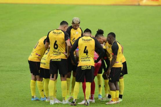 Real España durante su partido ante Upnfm en la jornada 15 del Torneo Clausura 2021-22.