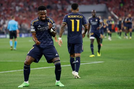 Así festejó Vinicius su gol ante el Bayern Múnich.