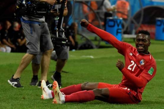 Panama's midfielder Jose Luis Rodriguez celebrates his team's opening goal during the Russia 2018 World Cup Group G football match between Panama and Tunisia at the Mordovia Arena in Saransk on June 28, 2018. / AFP PHOTO / JUAN BARRETO / RESTRICTED TO EDITORIAL USE - NO MOBILE PUSH ALERTS/DOWNLOADS