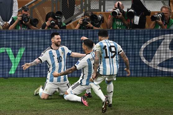 Así celebraba Messi su tercer gol contra Francia. El astro argentino hizo siete tantos en todo Qatar 2022.