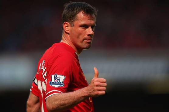 Jamie Carragher cuando era jugador del Liverpool de Inglaterra.