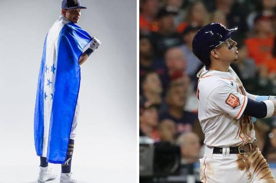 Mauricio Dubón con la bandera de Honduras.