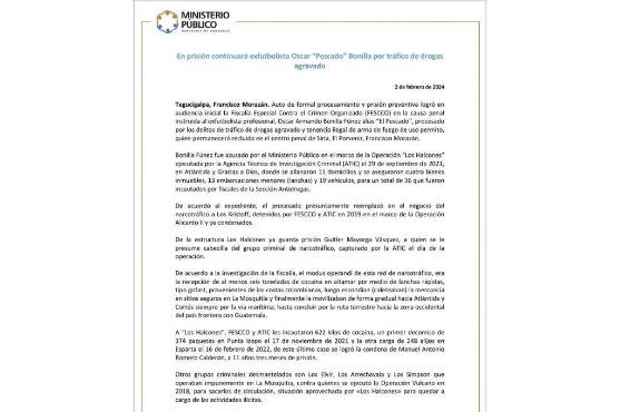 ¡Óscar ‘Pescado’ Bonilla, ex jugador profesional de Honduras, es enviado a la cárcel! ¿En cuál estará detenido?