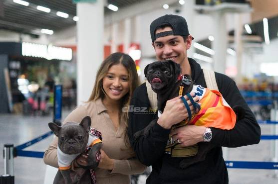 Mauricio Dubón llegó a Honduras acompañado de su esposa Nancy Herrera y sus dos Pugs. FOTOS: Mauricio Ayala