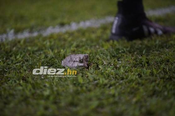 Lanzan piedras desde el sector donde se ubica la barra de Real España en pleno partido.