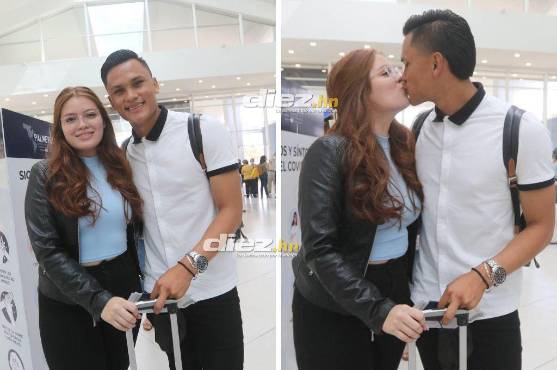 Iving Bruni, esposa de Denil Maldonado, fue a despedirlo al aeropuerto, luego disfrutarán de su luna de mil. FOTO: Alex Pérez.