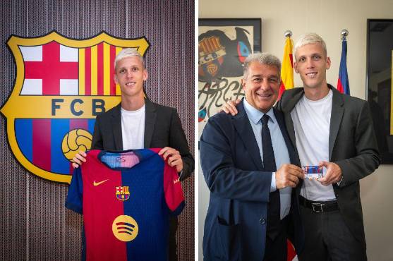 Laporta le dio la bienvenida a Dani Olmo al Barcelona.