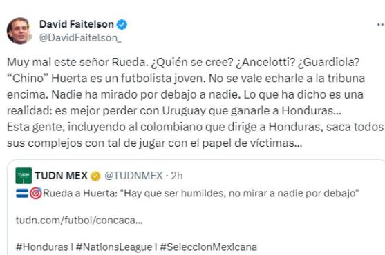 David Faitelson dispara contra Rueda al salir a la defensa del Chino Huerta: “¿Quién se cree? ¿Ancelotti? ¿Guardiola?”
