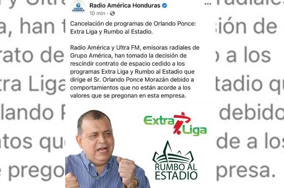 Radio América comunicó que cancelaba el contrato con Orlando Ponce por sus dos espacios deportivos.