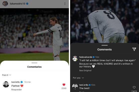 Toni Kroos apareció en escena para darle ánimo a sus amigos del Real Madrid.
