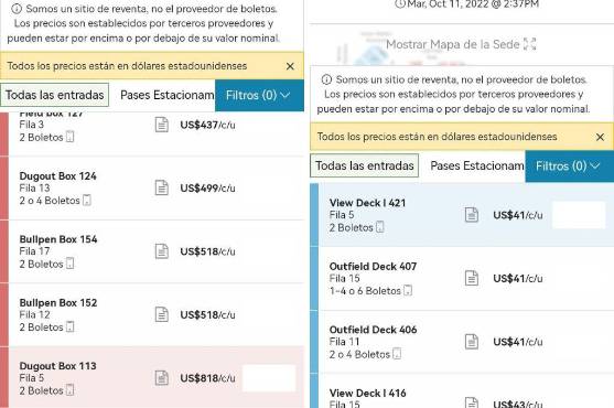 Así están los precios para el el primer partido entre Astros y Houston.