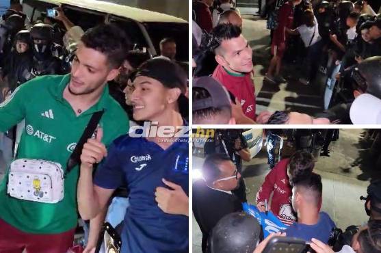 Aficionados hondureños se tomaron fotos con futbolistas de la selección de México.