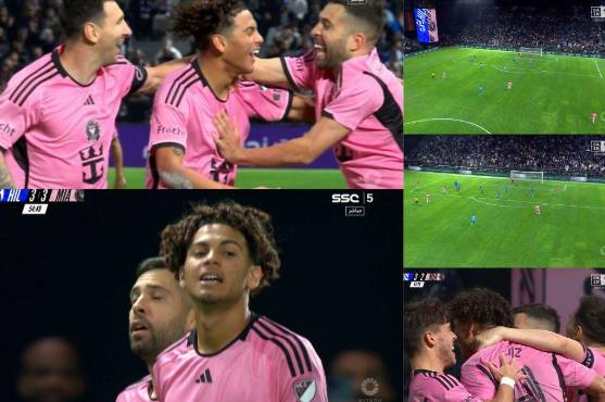 Así fue la celebración de David Ruiz junto a Messi y Jordi Alba.