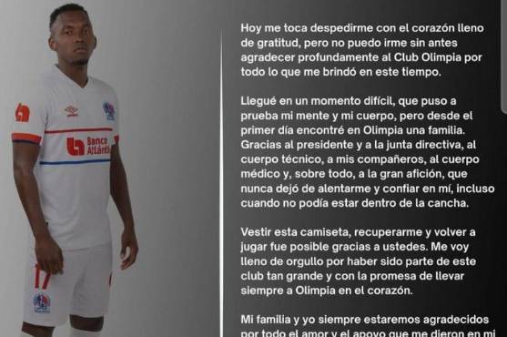 ¿Cuándo debutará? La emotiva carta de despedida Alberth Elis al Olimpia tras fichar con el CS Marítimo de Portugal