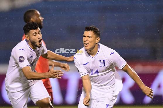 Así celebró su gol a Canadá el jugador hondureño Kevin López. FOTO: Yoseph Amaya.