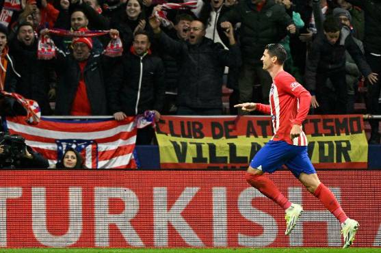 Morata celebrando su gol ante el Celtic en el estadio Cívitas Metropolitano. FOTO: AFP