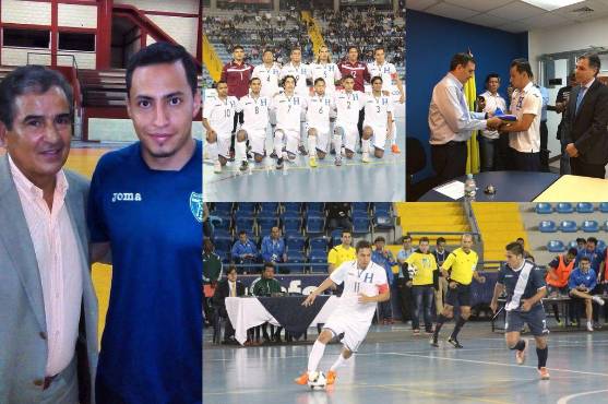 Jorge Luis Pinto, ex entrenador de Honduras, estuvo presente en entrenamientos de la Selección Futsal. Carlos Montes era el capitán.