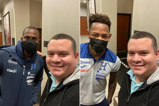 José Gudiel posando con el capitán Maynor Figueroa y el delantero Romell Quioto.