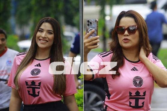 Carolina Lanza y Ariela Cáceres llegaron para apoyar a Messi. Foto: Héctor Paz