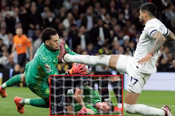 Esta fue la jugada donde Ederson se lesionó ante Cuti Romero. Por este motivo se pierde la Copa América 2024 con Brasil.