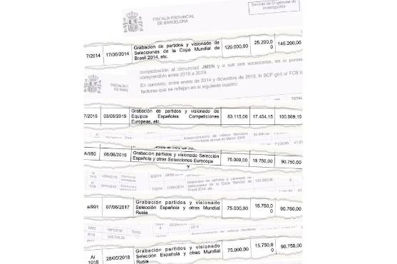 Los comprobantes de pago de Barcelona a Negreira. Foto: Diario Marca.