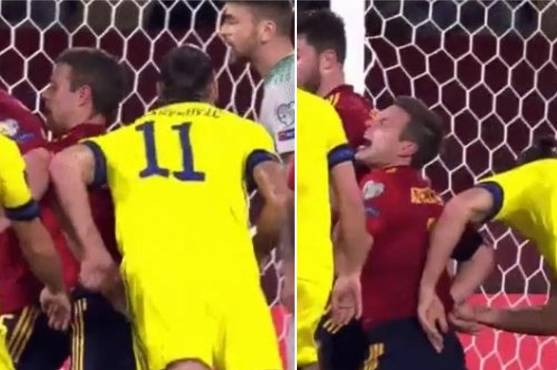Ibrahimovic atropelló a próposito a Azpilicueta en el España-Suecia.