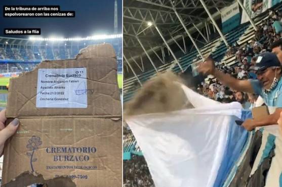 Tiraron las cenizas de un muerto en pleno partido de Racing y le cayó a los demás aficionados: ‘‘Yo respiré un poco del finado’’