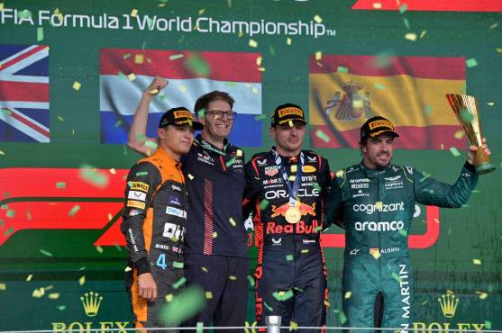 Así quedé el podio en la F1 de Brasil. Foto: AFP