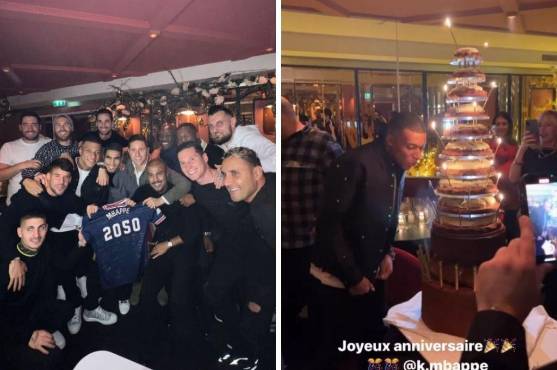 La camisa que le regalaron a Mbappé en su fiesta de cumpleaños.