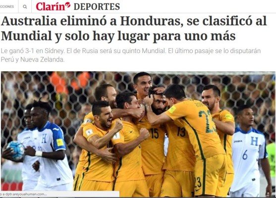 Prensa internacional resalta 'el fracaso' de Honduras y la goleada de Australia