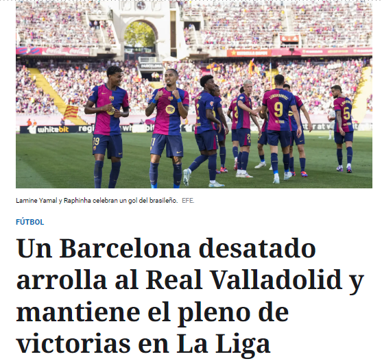 Barcelona propinó paliza y esto dice la prensa: “Pensaban que estábamos para descenso, pero somos los mejores y líderes”