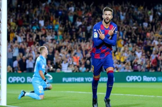 Piqué marcó el tercer gol del FC Barcelona ante el Valencia en el Camp Nou.