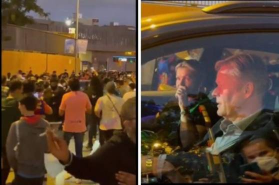 Lamentables imágenes de los aficionados del Barcelona que golpearon el auto de Koeman.