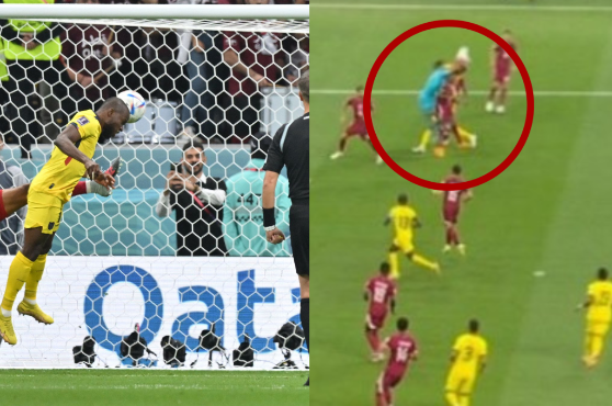 Enner Valencia cabeceó perfecto para definir en la portería de Qatar, pero el réferi anuló el tanto del conjunto sudamericano.