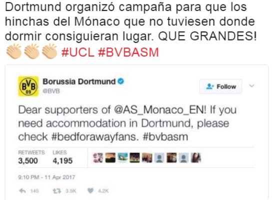 ''Una cama para los del Mónaco'', el gestazo del Borussia Dortmund