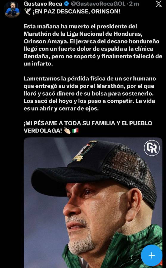 Rely Maradiaga hace promesa: así reacciona la prensa al fallecimiento del presidente de Marathón, Orinson Amaya: Eterno